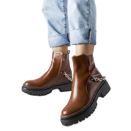 Brown ankle boots with Muqaddim chain