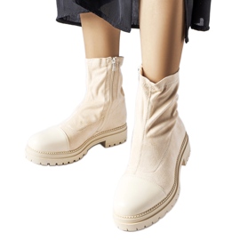 Beige eco-suede sock boots from Cigliano