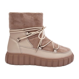 Vinceza Beige Leather Snow Boots On Platform Maxava Vinceza Beige Leather Snow Boots On Platform Maxava