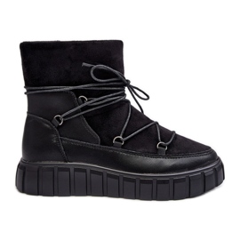 Vinceza Leather Snow Boots On Platform Black Maxava