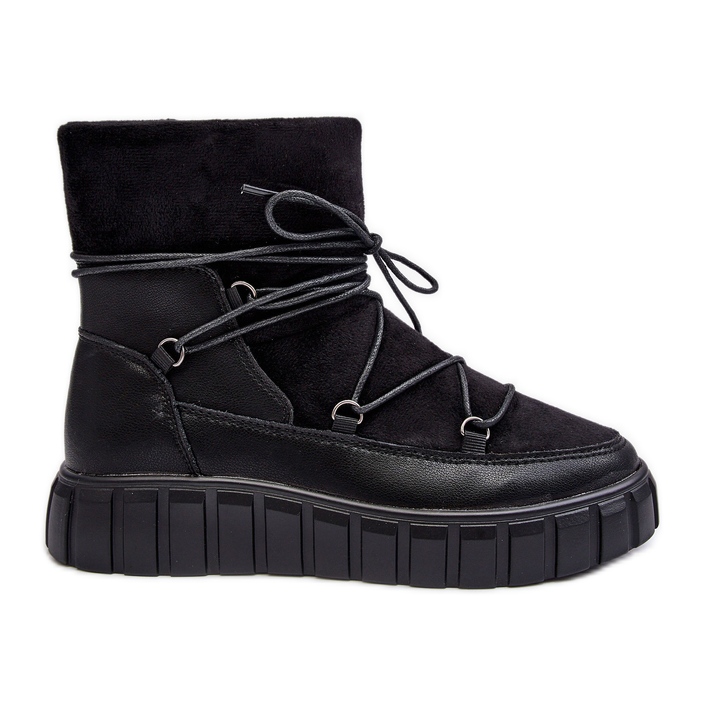 Vinceza Leather Snow Boots On Platform Black Maxava