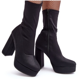 PH2 Black Peculia high heel ankle boots with a zipper