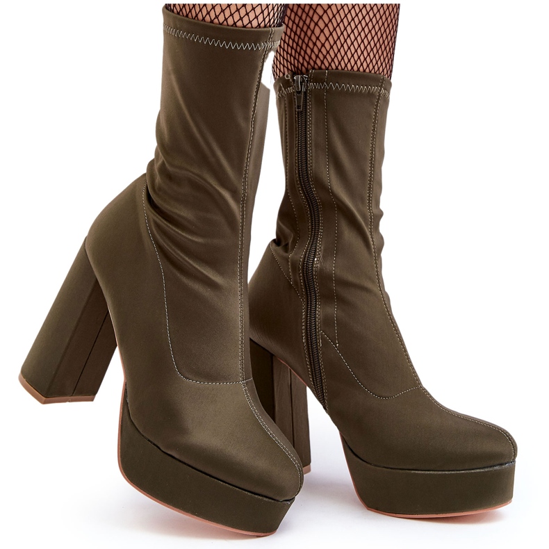 PH2 Green Peculia high heel ankle boots with a zipper