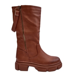 PS1 Brown Lizames Mid-Calf Boots PS1 Brown Lizames Mid-Calf Boots