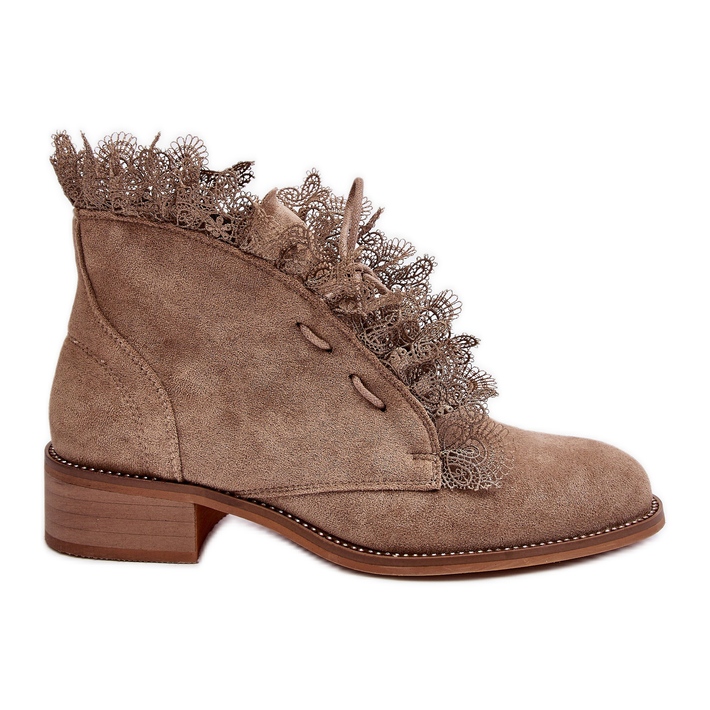 Suede Women's Flat Boots Beige Klemovia Suede Women's Flat Boots Beige Klemovia