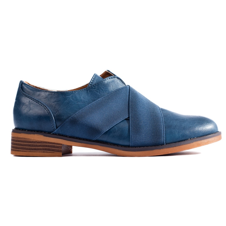 Blue Shelovet slip-on oxfords with elastic band