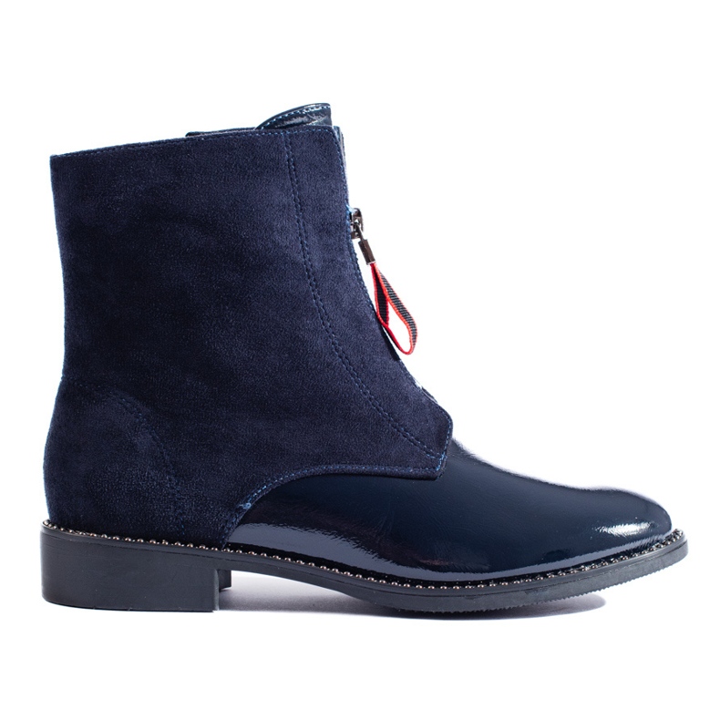 Navy blue women's ankle boots with a flat heel from Shelovet Navy blue women's ankle boots with a flat heel from Shelovet