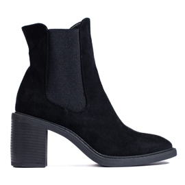 Shelovet black suede women's Chelsea boots with high heels Shelovet black suede women's Chelsea boots with high heels