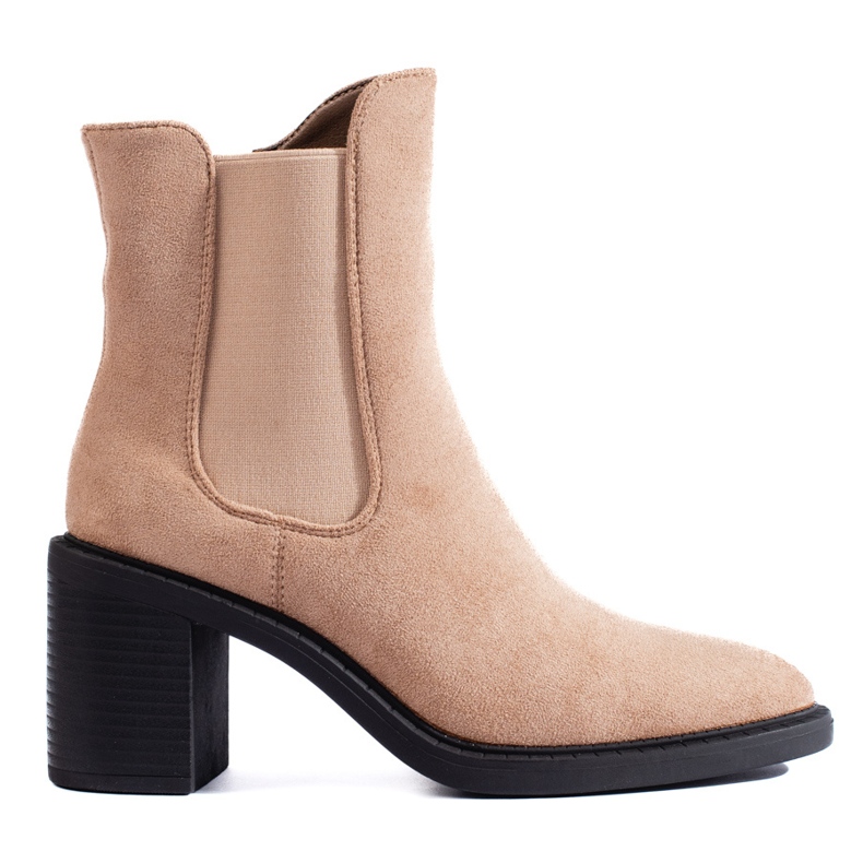 Shelovet beige suede women's Chelsea boots with a high heel Shelovet beige suede women's Chelsea boots with a high heel