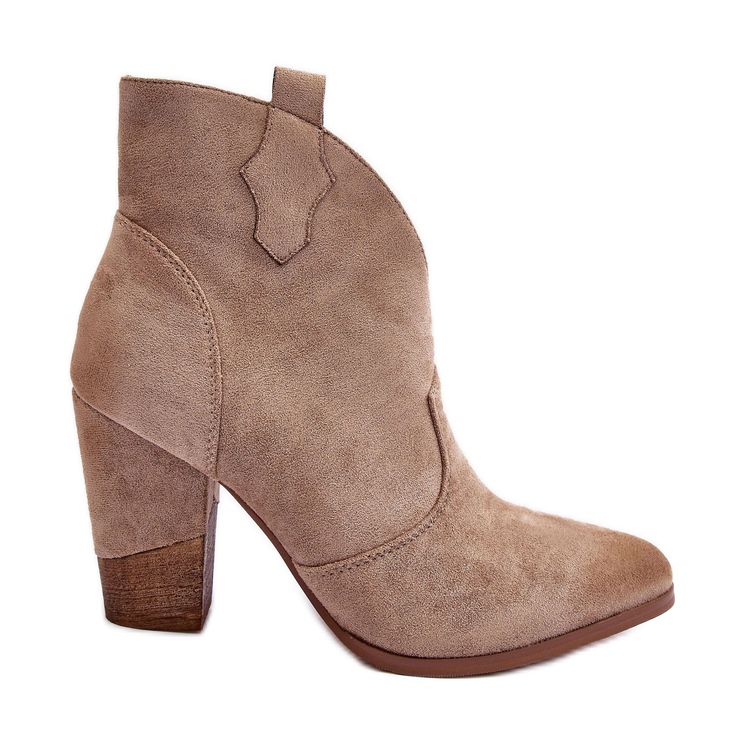 PS1 Beige Tanner Suede Cowboy Boots On A High Heel PS1 Beige Tanner Suede Cowboy Boots On A High Heel