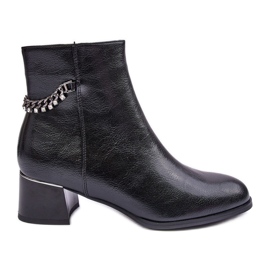 Seastar Leather Low Heel Ankle Boots Black Rennie