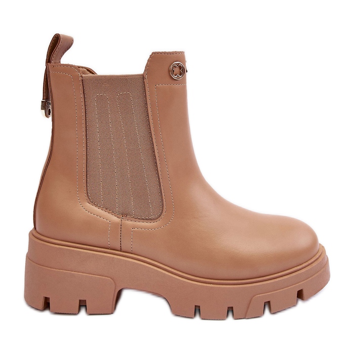 PS1 Women's Leather Chelsea Boots With Beige Lobb Decorations PS1 Women's Leather Chelsea Boots With Beige Lobb Decorations