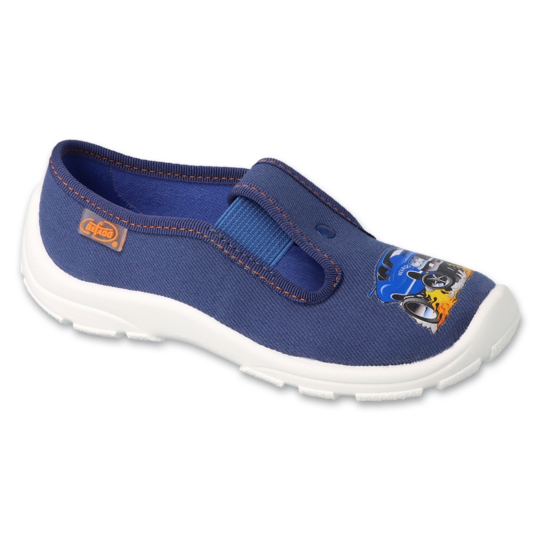 Befado children's slippers 975X181 blue car appliqué Befado children's slippers 975X181 blue car appliqué