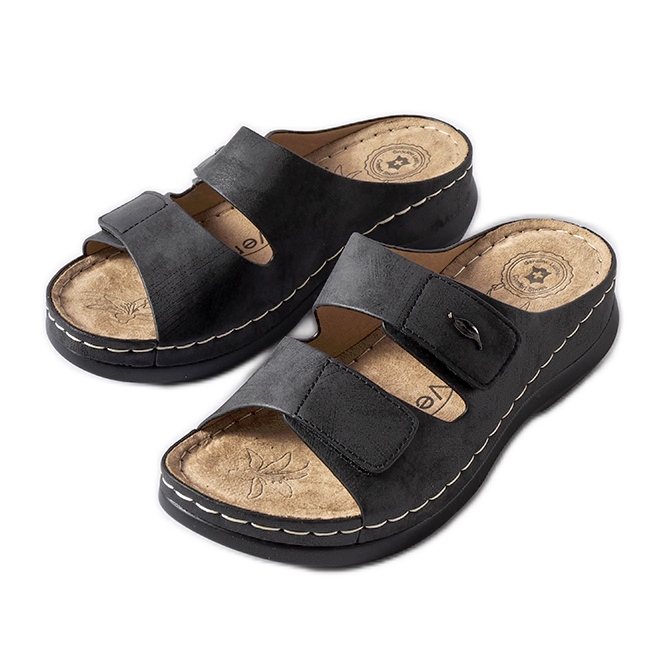 Evento Black Fréchette low wedge mules
