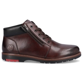 Comfortable men's leather boots lined with wool, brown Rieker 10502-25