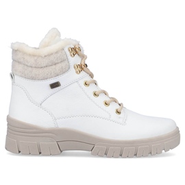 Leather waterproof women's ankle boots insulated with wool, white Remonte D0E71-80