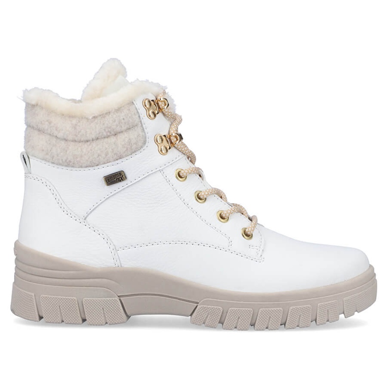 Leather waterproof women's ankle boots insulated with wool, white Remonte D0E71-80
