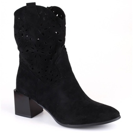 Women's openwork cowboy boots, uninsulated, black Jezzi ASA217-4