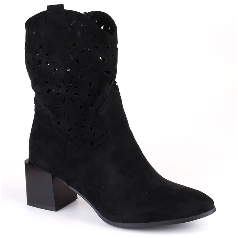 Women's openwork cowboy boots, uninsulated, black Jezzi ASA217-4