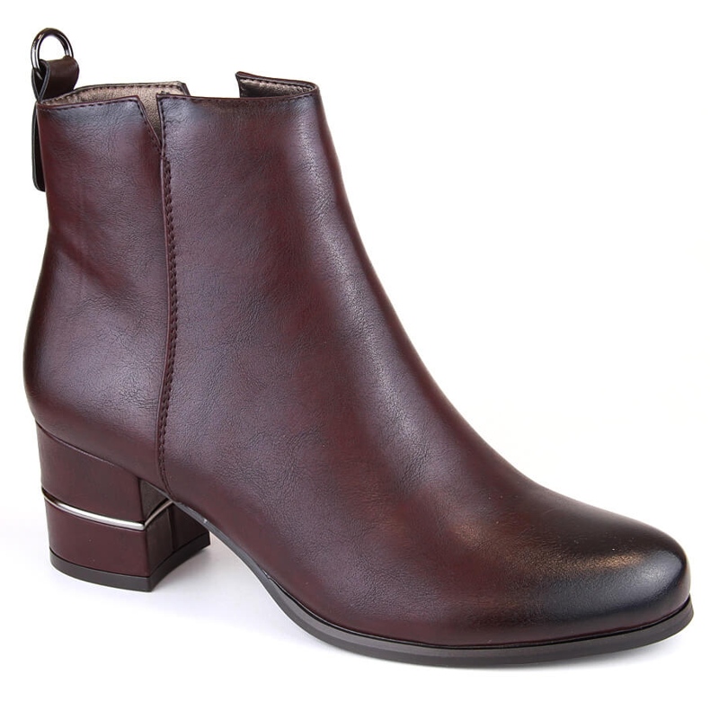 M. DASZYŃSKI Women's burgundy insulated Chelsea boots M.Daszyński SA125A-2 red