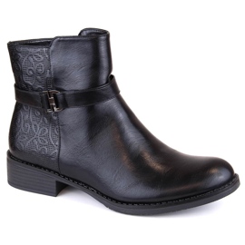 M. DASZYŃSKI Black insulated women's flat-heeled ankle boots M.Daszyński