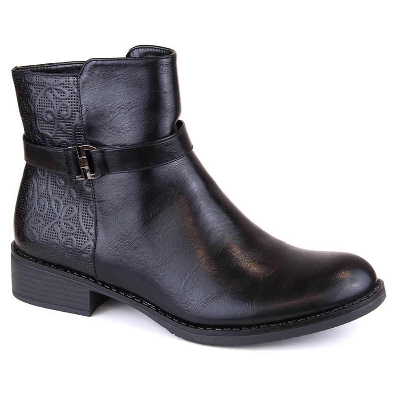 M. DASZYŃSKI Black insulated women's flat-heeled ankle boots M.Daszyński