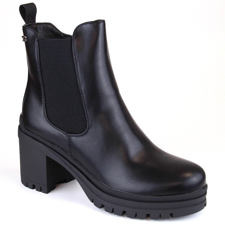 Women's Chelsea boots with a high heel and a platform, insulated black, T.Sokolski
