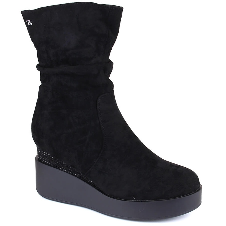 Suede women's wedge boots, insulated, black, T.Sokolski Z23-370 Suede women's wedge boots, insulated, black, T.Sokolski Z23-370