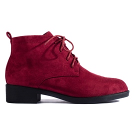 Shelovet lace-up burgundy suede ankle boots red