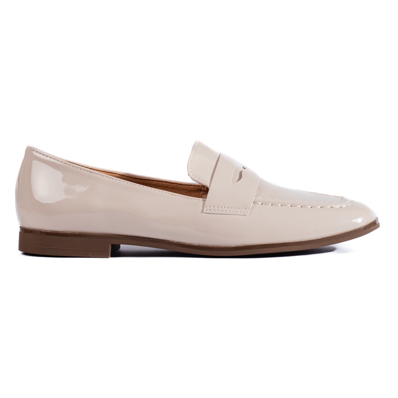 Patent beige women's moccasins by Shelovet
