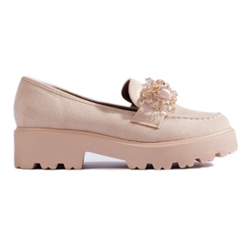 Beige women's suede moccasins by Shelovet