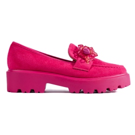 Shelovet women's fuchsia suede loafers pink