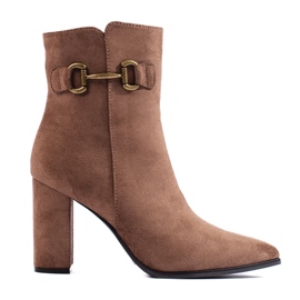Shelovet suede beige high heel ankle boots