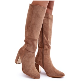 Dark beige Suede High Heel Boots by Kilrenita