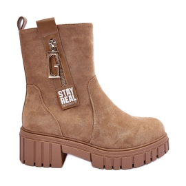 Massive Suede Women's Flat Boots Beige Lunai