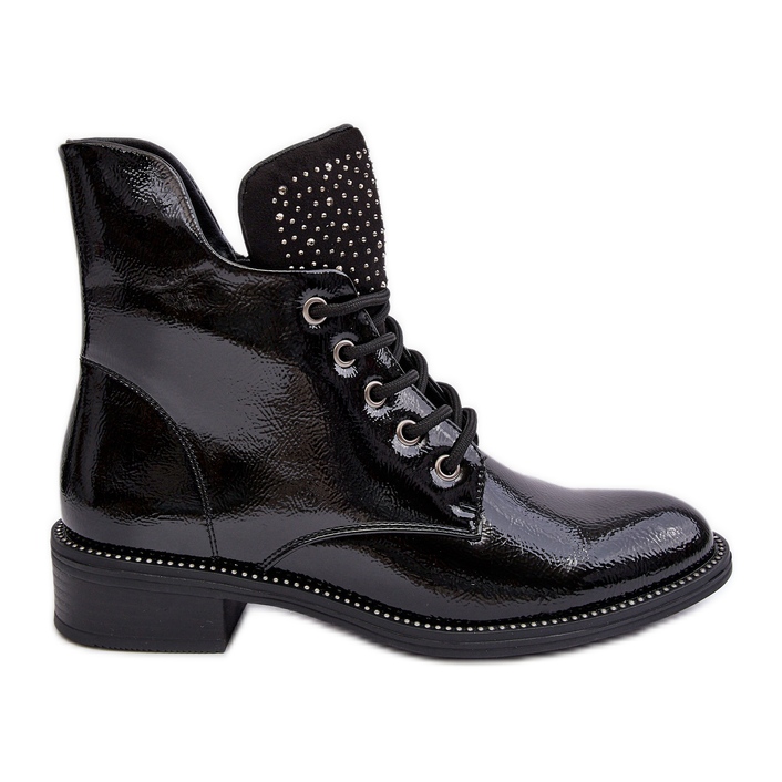 PS1 Decorated Patent Black Hattia Women's Low Boots