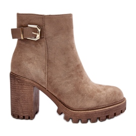 PS1 Suede Women's Ankle Boots With Beige Menoria Decoration PS1 Suede Women's Ankle Boots With Beige Menoria Decoration