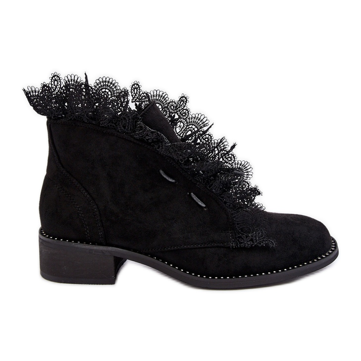 PS1 Suede Women's Flat Boots Black Klemovia