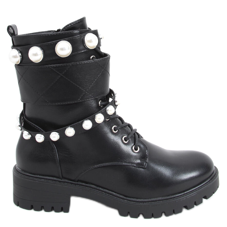 Black boots pearls outlet
