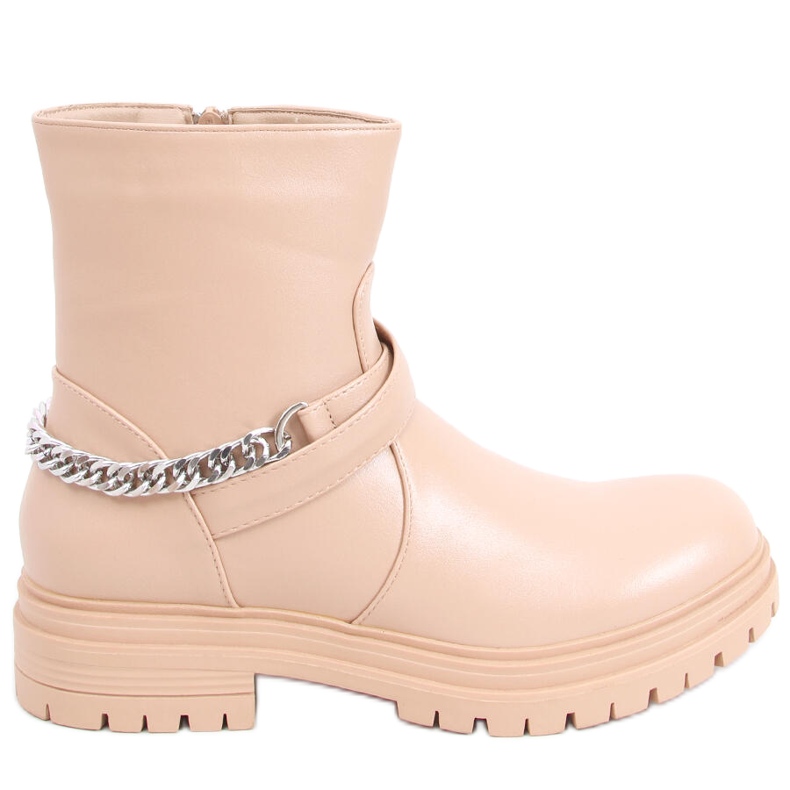 Cindy Nude ankle boots with chain beige