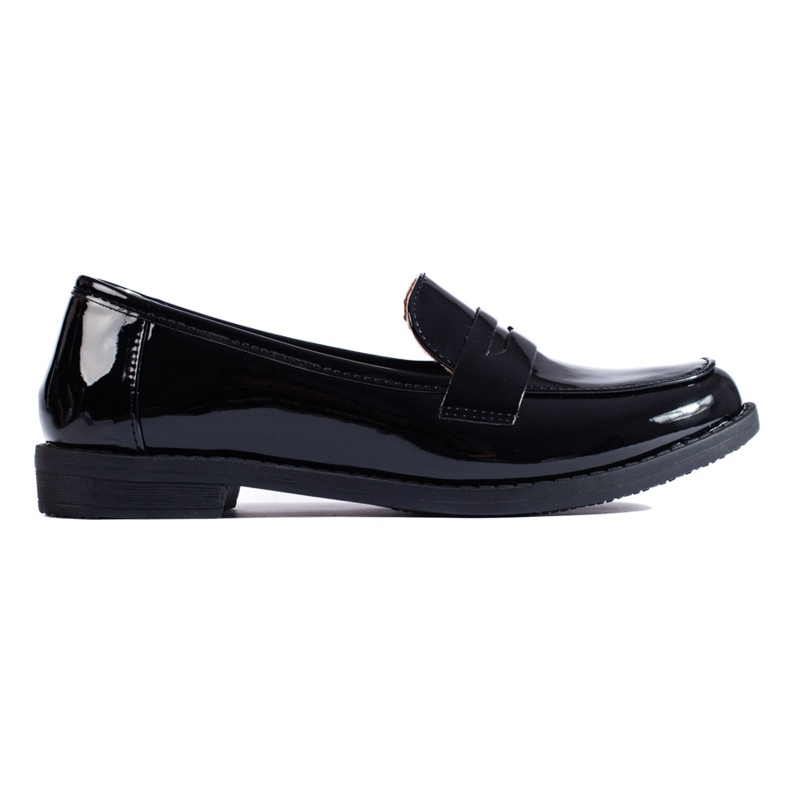 Shelovet patent leather classic women's moccasins black Shelovet patent leather classic women's moccasins black