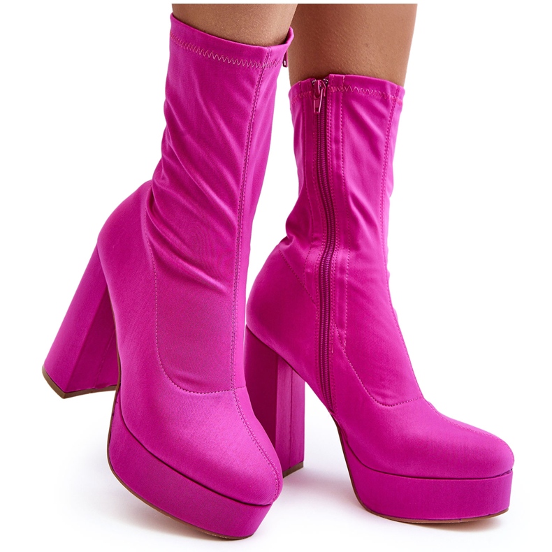 PH2 High heel ankle boots with a zipper, Fuchsia Peculia pink