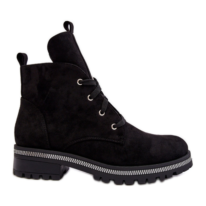 PS1 Suede Women's Ankle Boots With Black Plesca Decoration