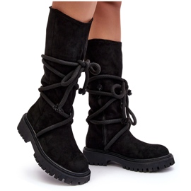 PS1 Suede Women's Boots With Laces Black Tanive