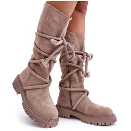 PS1 Suede Women's Boots With Laces Beige Tanive PS1 Suede Women's Boots With Laces Beige Tanive