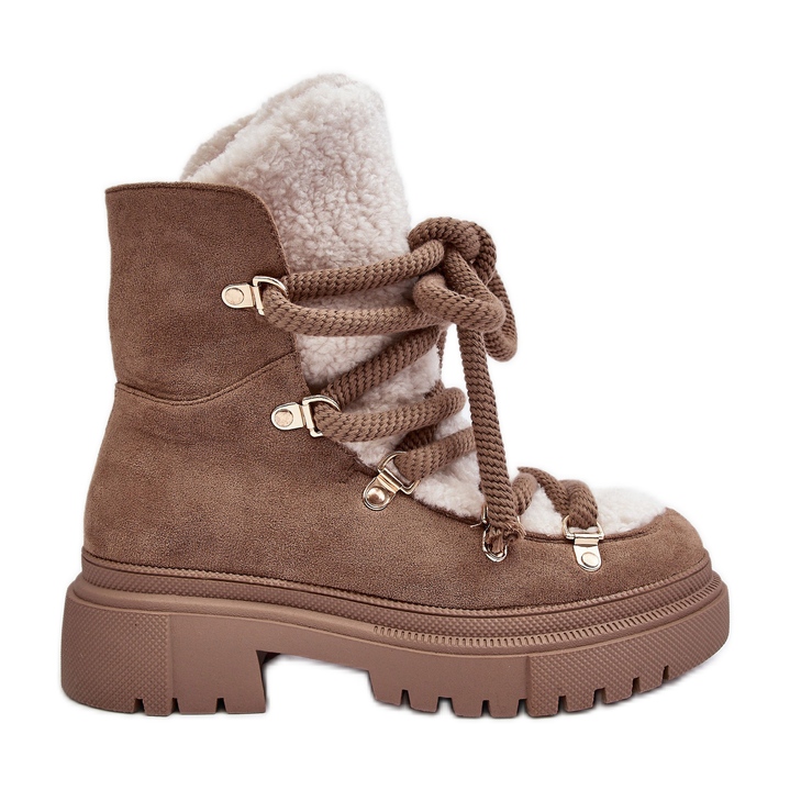 PS1 Women's Snow Boots With Lacing Beige Shala