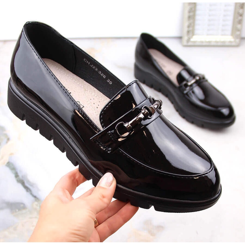 Comfortable black patent women's wedge shoes by T.Sokolski Comfortable black patent women's wedge shoes by T.Sokolski