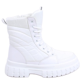 Flat lace-up boots Barkin Blanco white