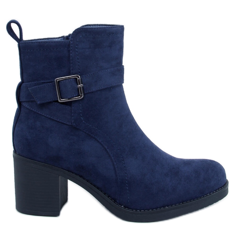 Rennia Blue wide-heeled ankle boots