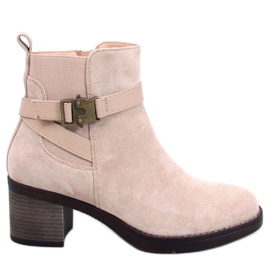 Yonda Beige stable heel ankle boots